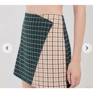 Urban Outfitters Green Fitted Preppy Plaid Mini Skirt SZ S
